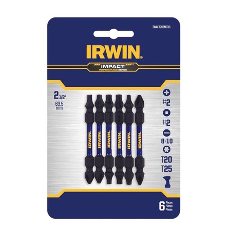 Irwin Impact Performance Series 2-1/2 in. L Impact Double-Ended Screwdriver Bit Set Steel 6 pk IWAF32DEMIX6
